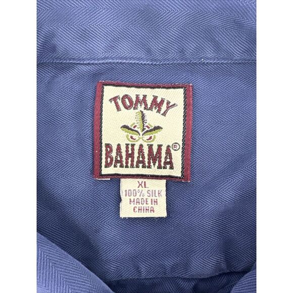 Tommy Bahama Men Hawaiian Shirt 100% Silk XL Blue Palm Logo Long Sleeve Button - Picture 7 of 11